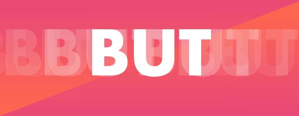 a cover image of GoEastMandarin's post on How to say 'but' in Chinese with red and yellow background