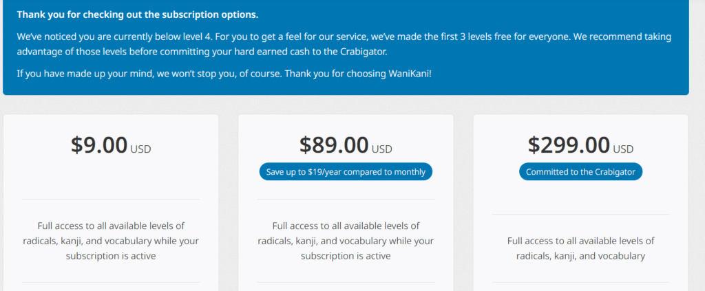 wanikani pricing